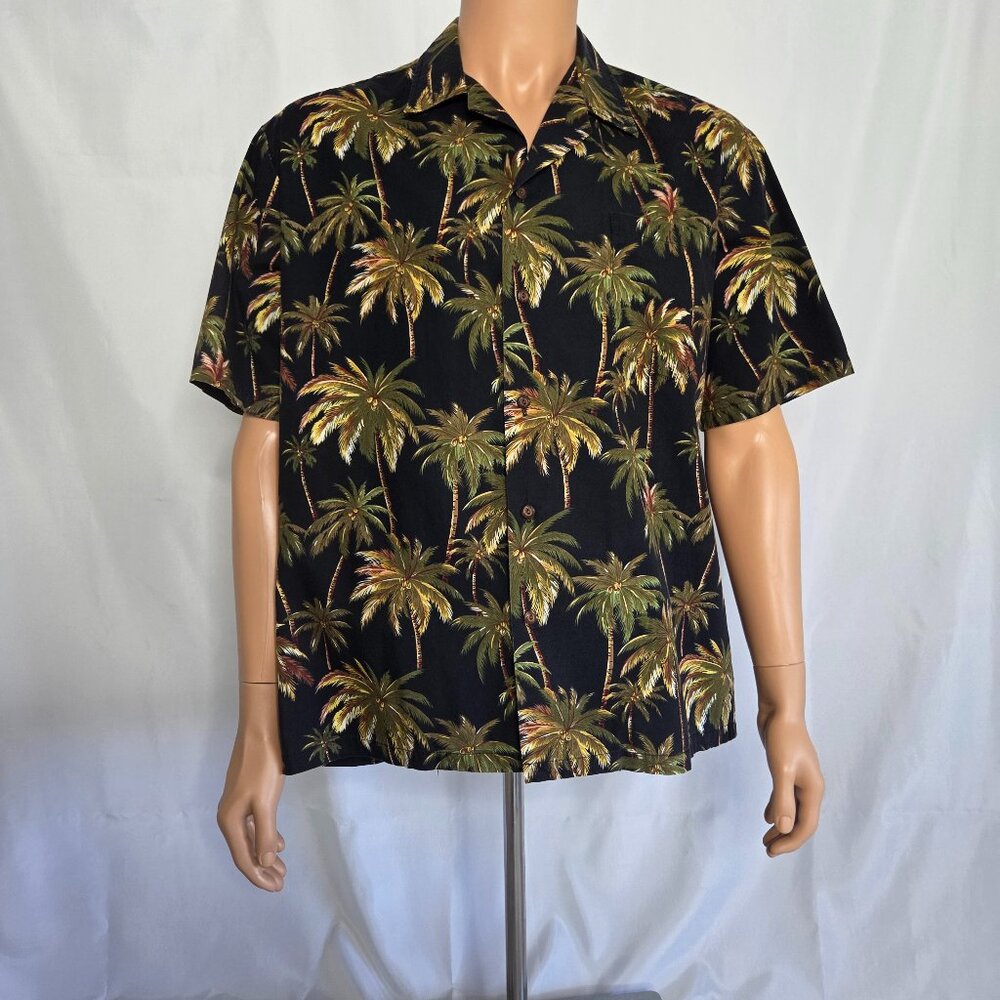 Hawaiian Shirt Pacific Legend Apparel Black Tropical Size XL Made in Hawaii USA